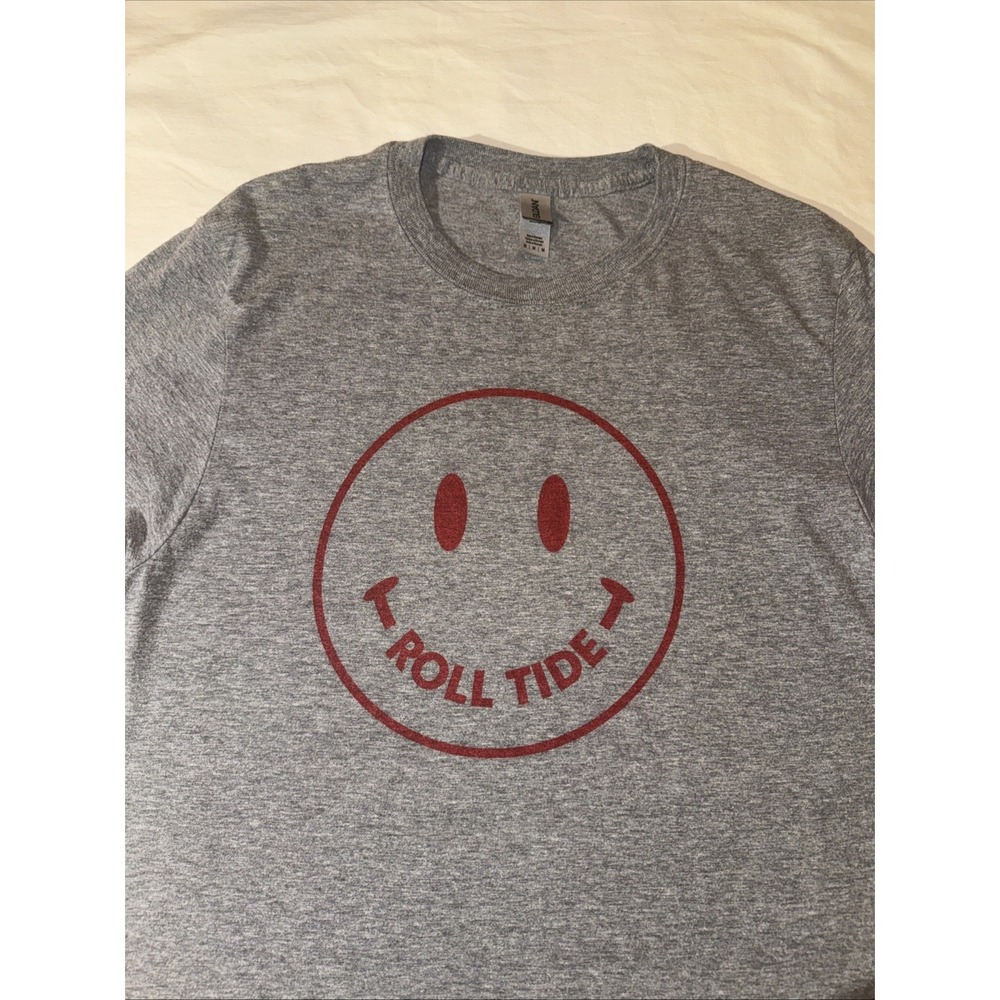 Roll Tide Smiley Face T-shirt  Alabama‎ Crimson Tide Tusk Wear Softstyle Medium